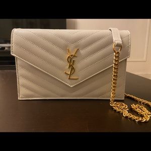 YSL Saint Laurent Matelassé Wallet On Chain Cream